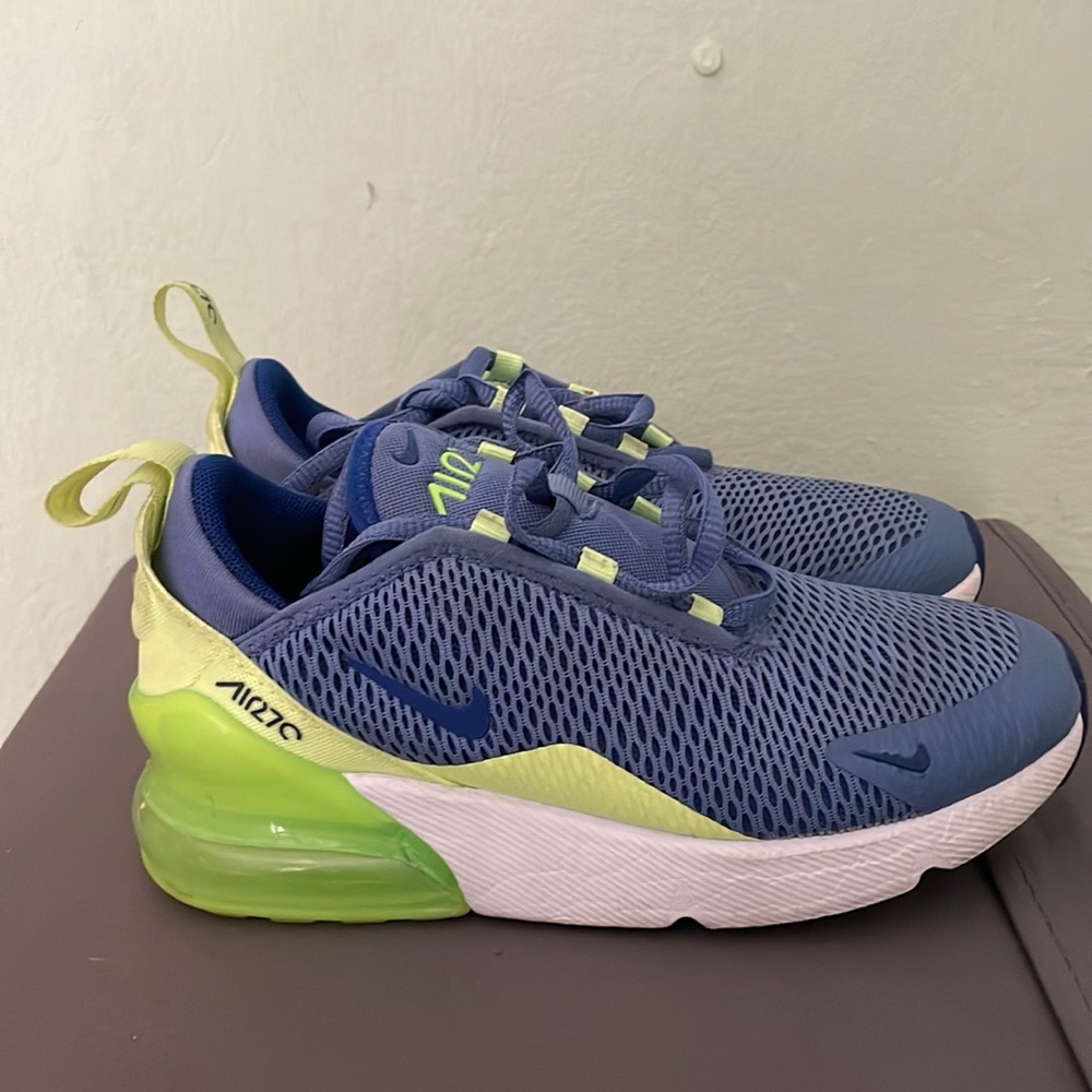 Nike air max 270 GS INDIGO STORM LIME BLAST SIZE 1y lightly worn